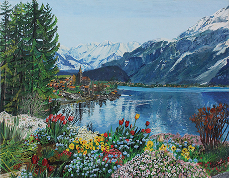 TABLEAU PEINTURE MONTAGNE (OIL PAINTING MOUNTAIN) « Christian